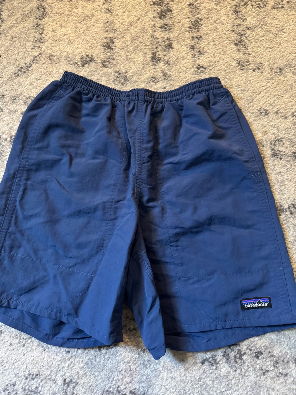 Patagonia Navy Blue Baggies Shorts with Logo Patch